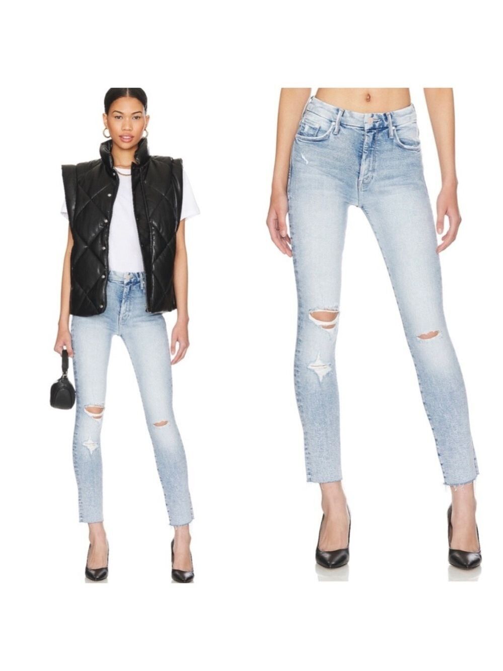 Mother High Waisted Looker Ankle Fray Jeans in Love in A Boat